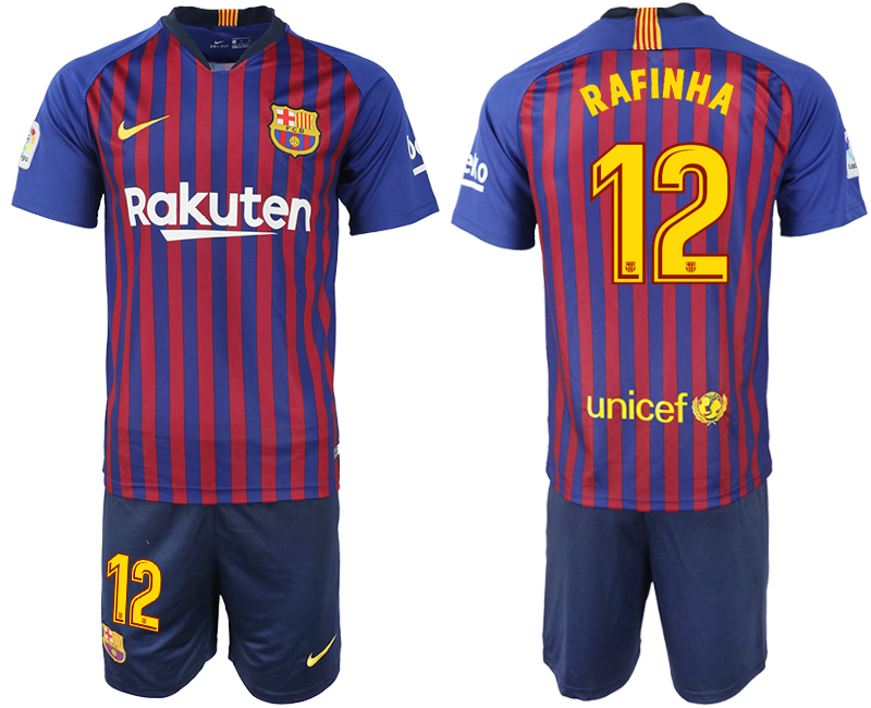 2018-19 Barcelona 12 RAFINHA Home Soccer Jersey