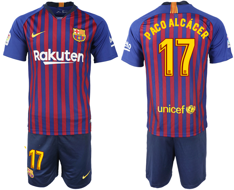 2018-19 Barcelona 17 PACO ALCACER Home Soccer Jersey