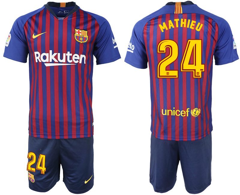 2018-19 Barcelona 24 MATHIEU Home Soccer Jersey