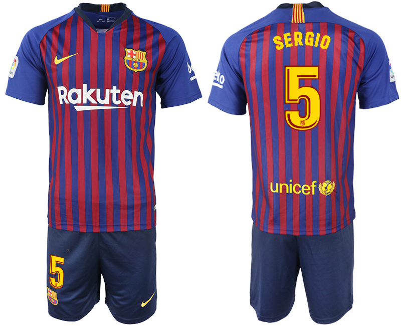 2018-19 Barcelona 5 SERGIO Home Soccer Jersey
