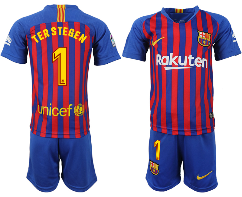 2018-19 Barcelona 1 TERSTEGEN Home Youth Soccer Jersey