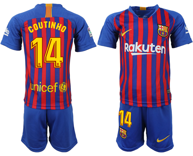2018-19 Barcelona 14 COUTINHO Home Youth Soccer Jersey