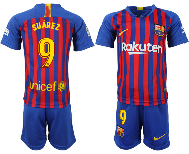2018-19 Barcelona 9 SUAREZ Home Youth Soccer Jersey
