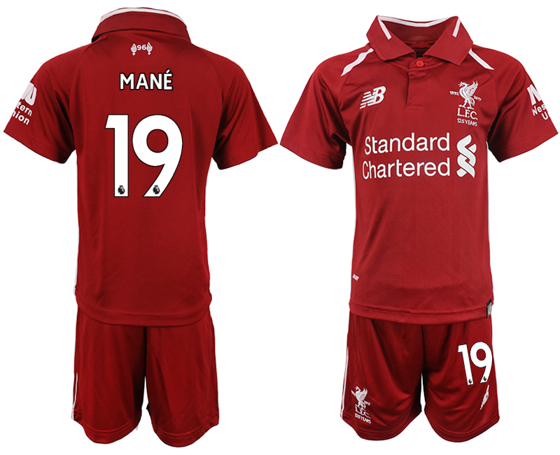 2018-19 Liverpool 19 MANE Home Youth Soccer Jersey