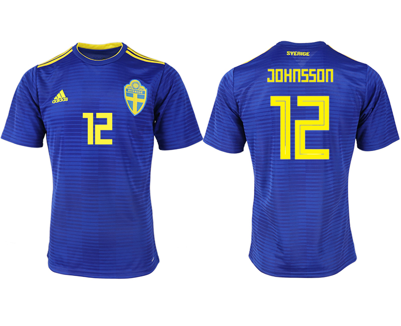Sweden 12 JOHNSSON Away 2018 FIFA World Cup Thailand Soccer Jersey
