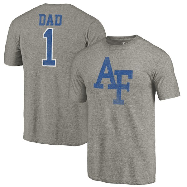 Air Force Falcons Fanatics Branded Gray Greatest Dad Tri-Blend T-Shirt - Click Image to Close