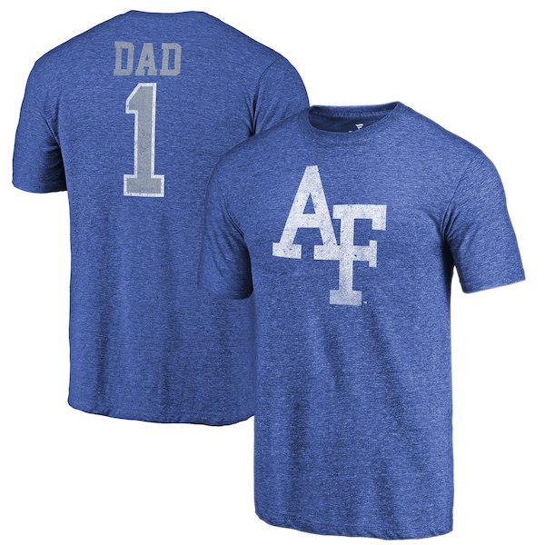 Air Force Falcons Fanatics Branded Royal Greatest Dad Tri-Blend T-Shirt - Click Image to Close