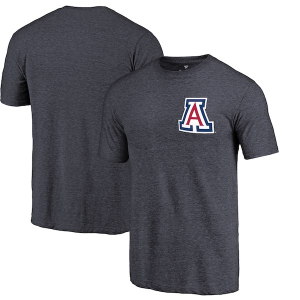 Arizona Wildcats Fanatics Branded Navy Left Chest Distressed Logo Tri-Blend T-Shirt