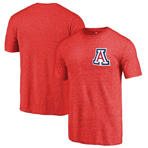 Arizona Wildcats Fanatics Branded Red Primary Logo Left Chest Distressed Tri-Blend T-Shirt - Click Image to Close