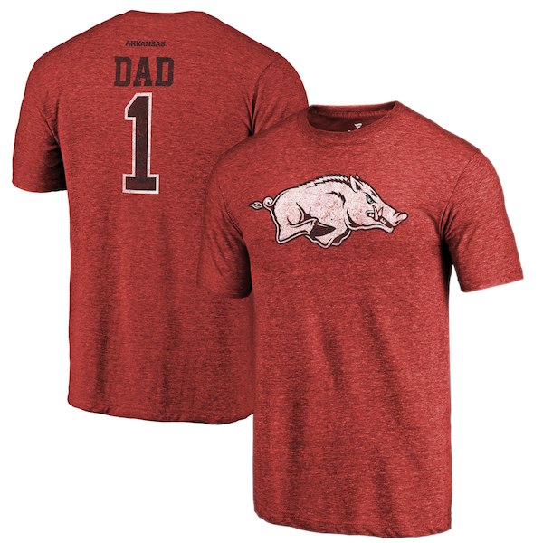 Arkansas Razorbacks Fanatics Branded Cardinal Greatest Dad Tri-Blend T-Shirt