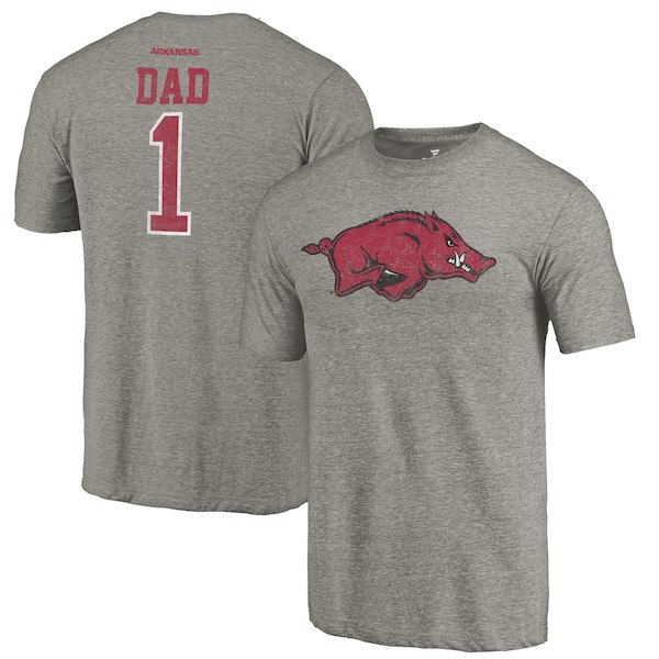 Arkansas Razorbacks Fanatics Branded Gray Greatest Dad Tri-Blend T-Shirt