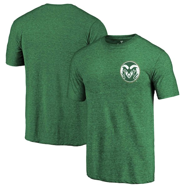 Colorado State Rams Fanatics Branded Green Heather Primary Logo Left Chest Distressed Tri-Blend T-Shirt