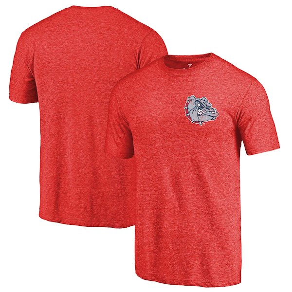 Gonzaga Bulldogs Fanatics Branded Red Primary Logo Left Chest Distressed Tri-Blend T-Shirt