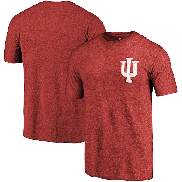 Indiana Hoosiers Fanatics Branded Crimson Primary Logo Left Chest Distressed Tri-Blend T-Shirt