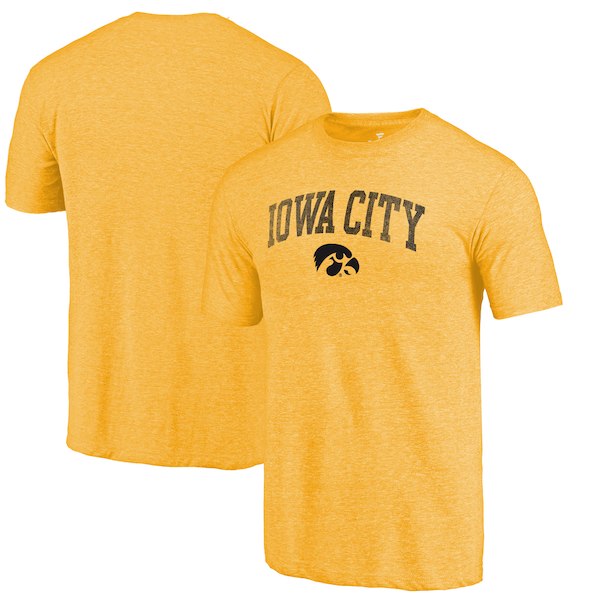 Iowa Hawkeyes Fanatics Branded Yellow Arched City Tri-Blend T-Shirt