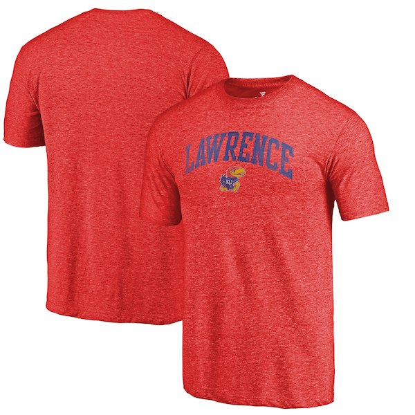 Kansas Jayhawks Fanatics Branded Red Arched City Tri-Blend T-Shirt
