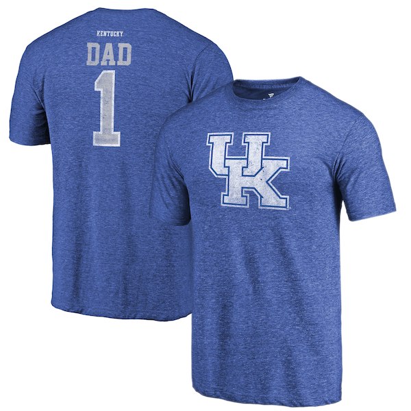 Kentucky Wildcats Fanatics Branded Royal Greatest Dad Tri-Blend T-Shirt - Click Image to Close
