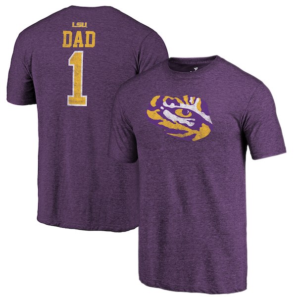 LSU Tigers Fanatics Branded Purple Greatest Dad Tri-Blend T-Shirt - Click Image to Close