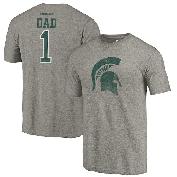 Michigan State Spartans Fanatics Branded Gray Greatest Dad Tri-Blend T-Shirt