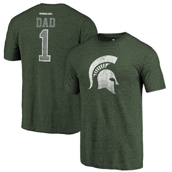 Michigan State Spartans Fanatics Branded Green Greatest Dad Tri-Blend T-Shirt