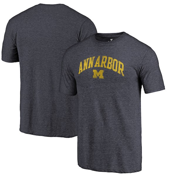 Michigan Wolverines Fanatics Branded Heathered Navy Hometown Arched City Tri-Blend T-Shirt