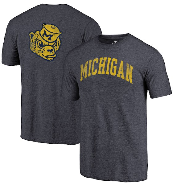 Michigan Wolverines Fanatics Branded Heathered Navy Vault Two Hit Arch T-Shirt