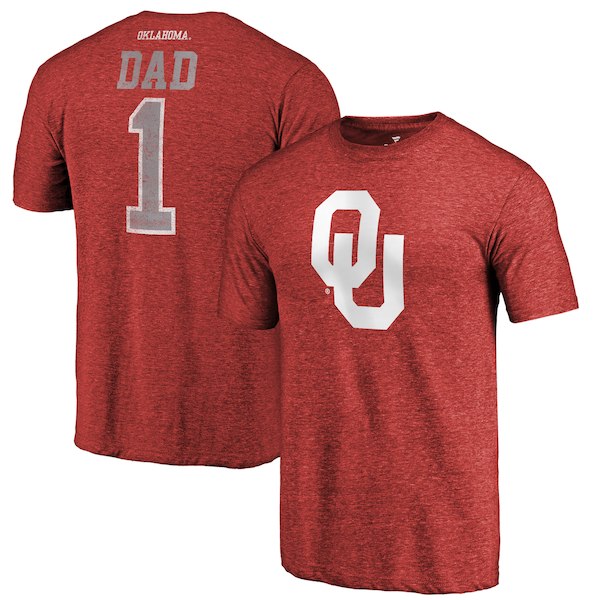 Oklahoma Sooners Fanatics Branded Crimson Greatest Dad Tri-Blend T-Shirt - Click Image to Close