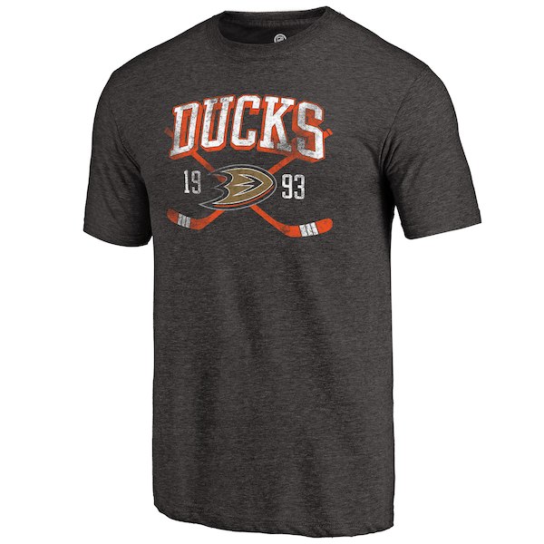 Anaheim Ducks Fanatics Branded Black Vintage Collection Line Shift Tri Blend T-Shirt