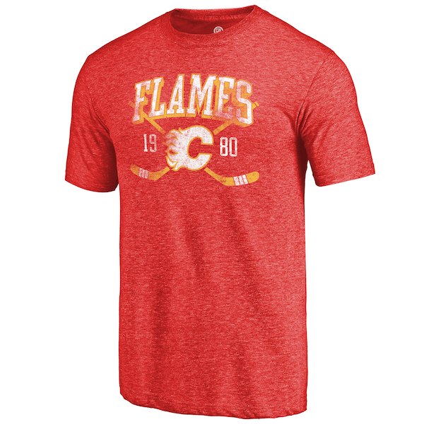 Calgary Flames Fanatics Branded Red Vintage Collection Line Shift Tri Blend T-Shirt