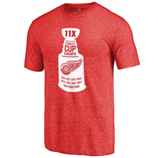 Detroit Red Wings Red The Cup Tri Blend T-Shirt - Click Image to Close