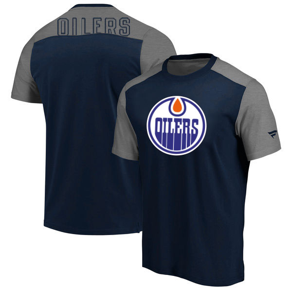 Edmonton Oilers Fanatics Branded Big & Tall Iconic T-Shirt Navy Heathered Gray