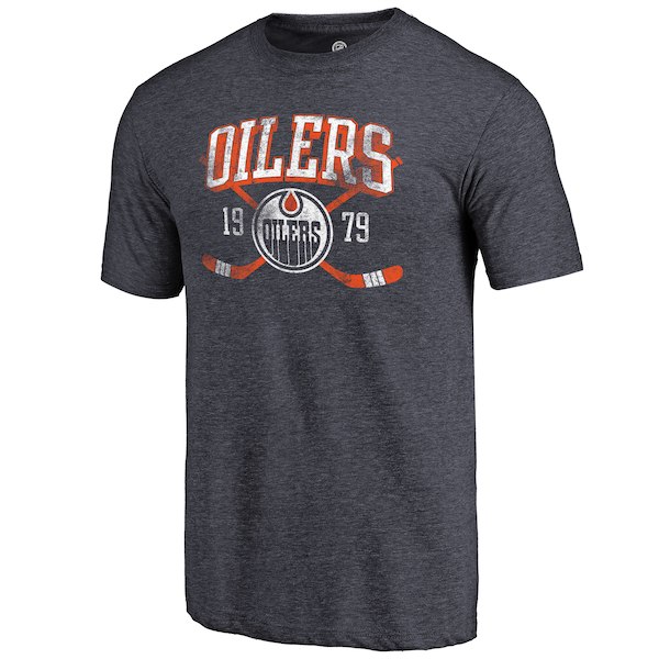 Edmonton Oilers Fanatics Branded Navy Vintage Collection Line Shift Tri Blend T-Shirt