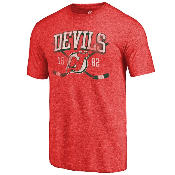 New Jersey Devils Fanatics Branded Red Vintage Collection Line Shift Tri Blend T-Shirt