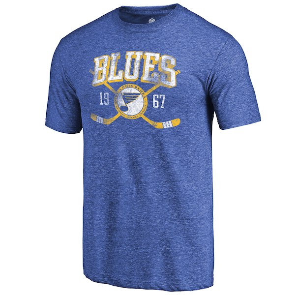 St. Louis Blues Fanatics Branded Royal Vintage Collection Line Shift Tri Blend T-Shirt - Click Image to Close