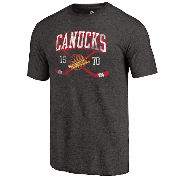 Vancouver Canucks Fanatics Branded Black Vintage Collection Line Shift Tri Blend T-Shirt