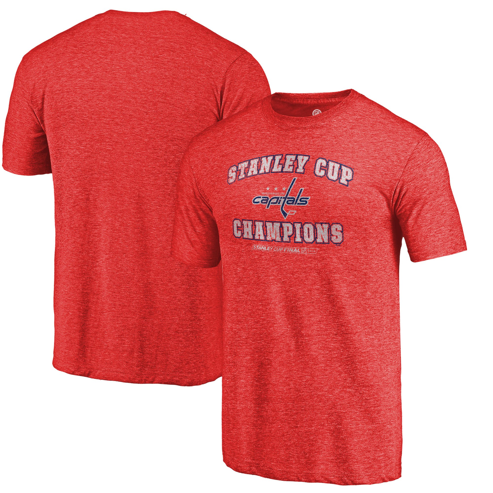 Washington Capitals Fanatics Branded Red 2018 Stanley Cup Champions Backchecking Tri Blend T-Shirt - Click Image to Close