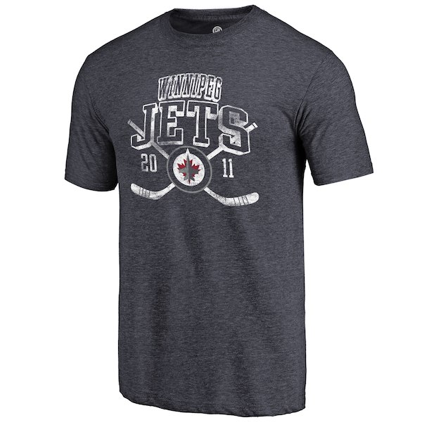 Winnipeg Jets Fanatics Branded Navy Vintage Collection Line Shift Tri Blend T-Shirt