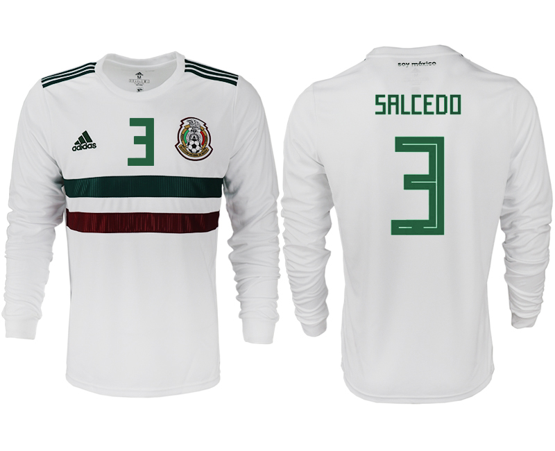 Mexico 3 SALCEDO Away 2018 FIFA World Cup Long Sleeve Thailand Soccer Jersey - Click Image to Close