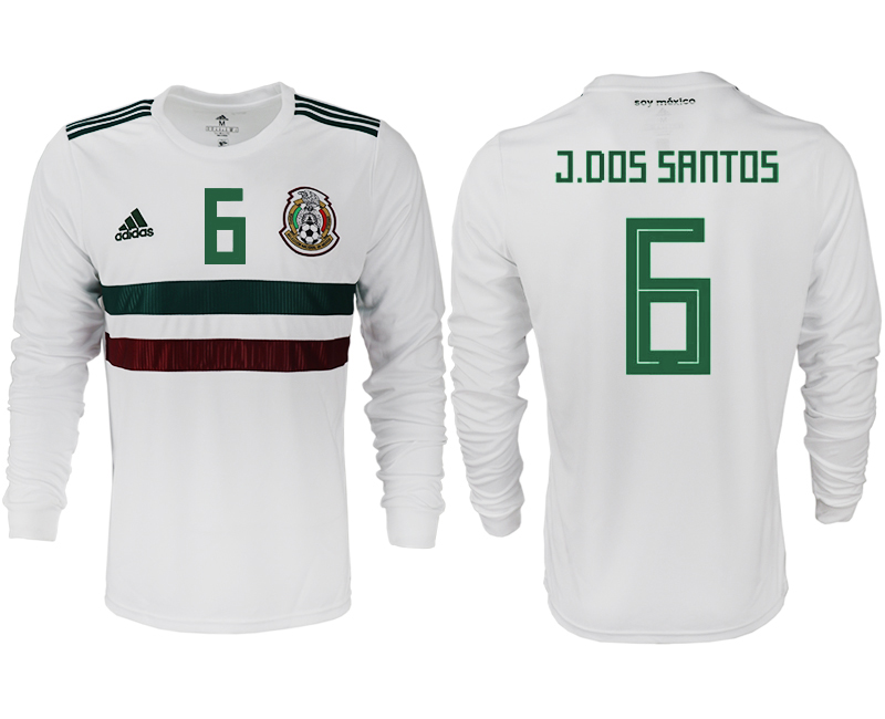 Mexico 6 J. DOS SANTOS Away 2018 FIFA World Cup Long Sleeve Thailand Soccer Jersey - Click Image to Close