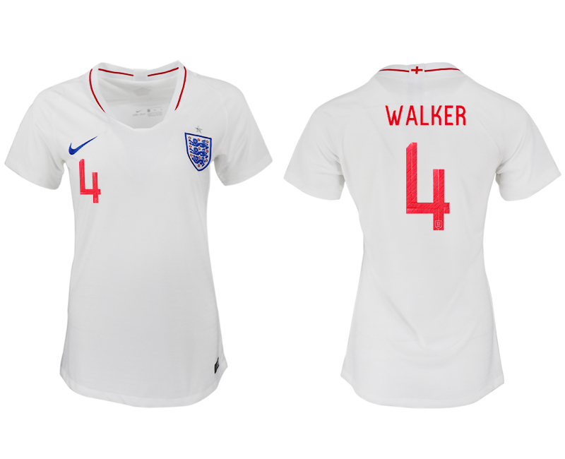 England 4 WALKER Home Women 2018 FIFA World Cup Soccer Jersey - Click Image to Close