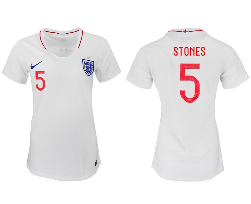 England 5 STONES Home Women 2018 FIFA World Cup Soccer Jersey - Click Image to Close