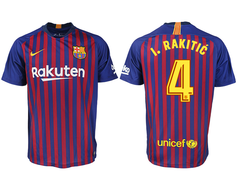 2018-19 Barcelona 4 I.RAKITIC Home Thailand Soccer Jersey