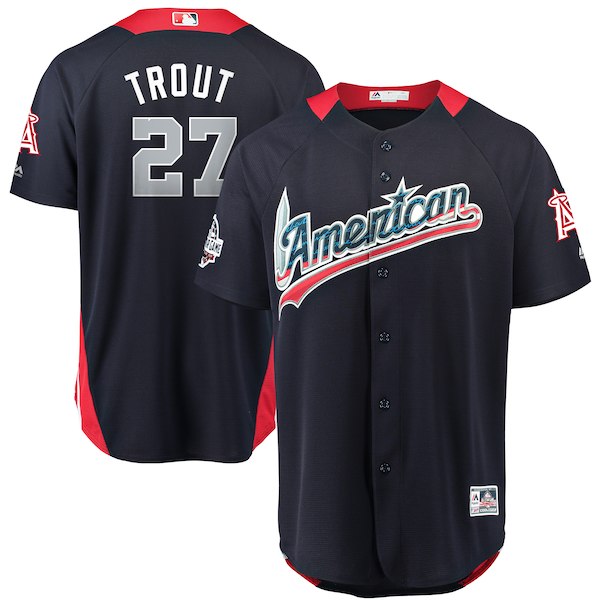 American League 27 Mike Trout Navy 2018 MLB All-Star Game Home Run Derby Jersey