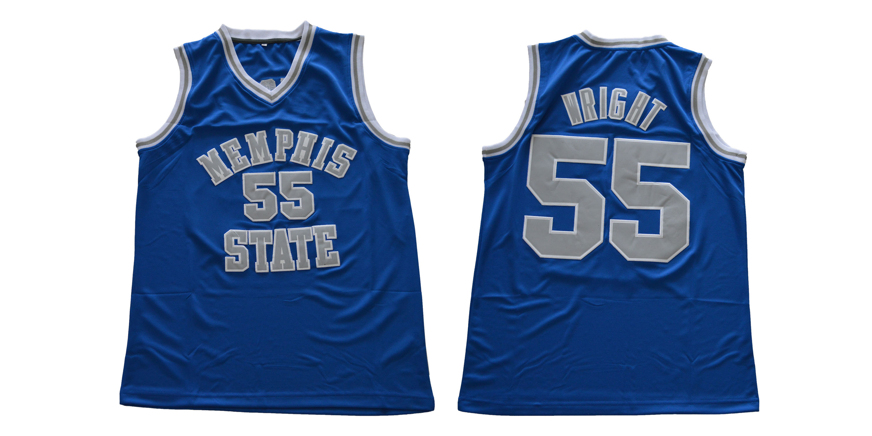 Memphis Tigers 55 Lorenzen Wright Blue College Basketball Jersey