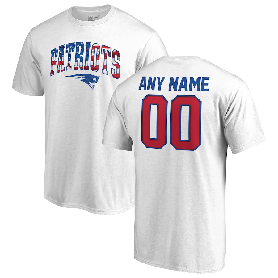 New England Patriots NFL Pro Line by Fanatics Branded Any Name & Number Banner Wave T-Shirt White