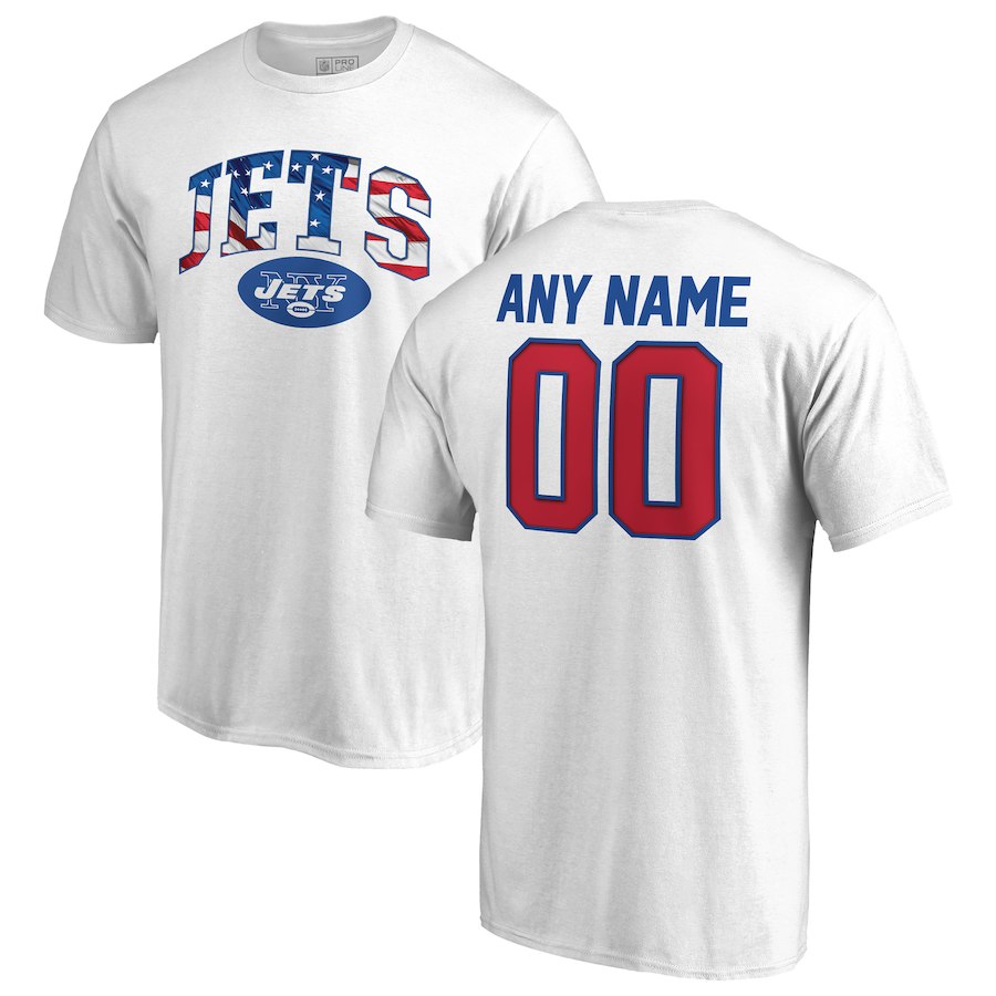 New York Jets NFL Pro Line by Fanatics Branded Any Name & Number Banner Wave T-Shirt White - Click Image to Close