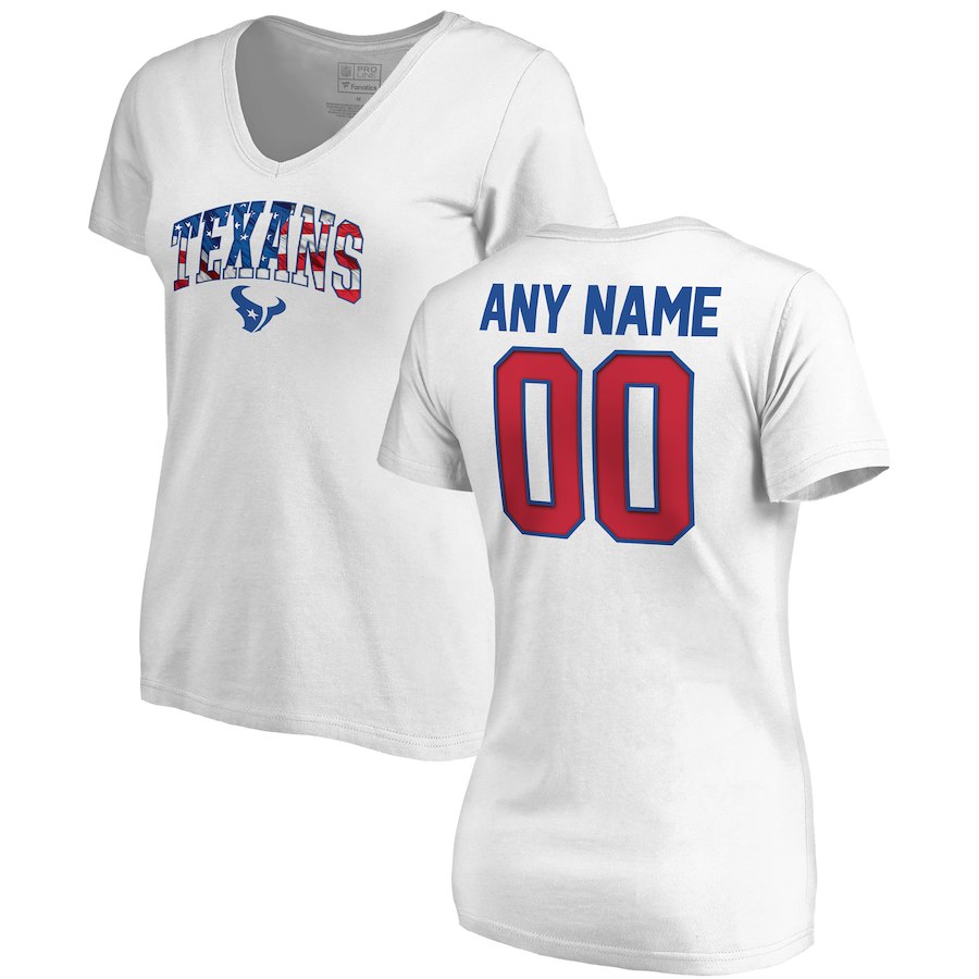 Houston Texans NFL Pro Line by Fanatics Branded Women's Any Name & Number Banner Wave V-Neck T-Shirt White