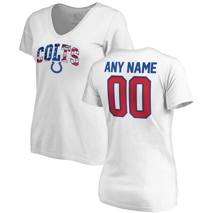 Indianapolis Colts NFL Pro Line by Fanatics Branded Women's Any Name & Number Banner Wave V-Neck T-Shirt White