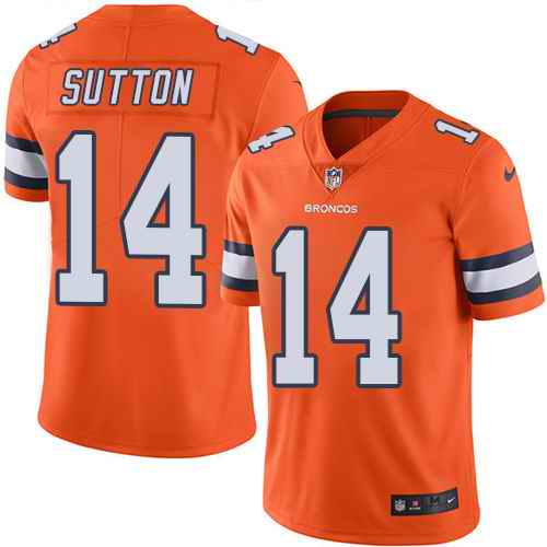 Nike Broncos 14 Courtland Sutton Orange Youth Color Rush Limited Jersey - Click Image to Close