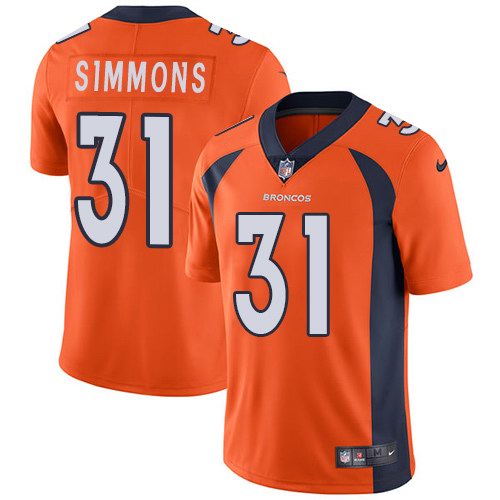 Nike Broncos 31 Justin Simmons Orange Vapor Untouchable Limited Jersey - Click Image to Close